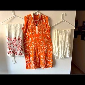 Peach cream salwaar kameez